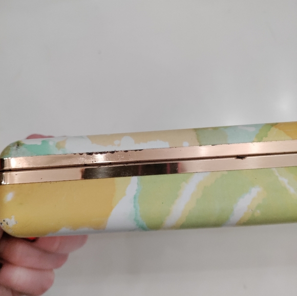 Vintage Retro MELE 1960s Yellow Floral Hinged Small Jewelry Case Box - Picture 4 of 6